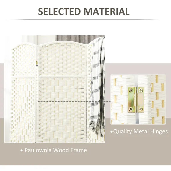 HOMCOM Folding Room Divider Screen 4 Panel 6' Tall Privacy Screen Freestanding Wood Partition for Home Office, White - product image 6