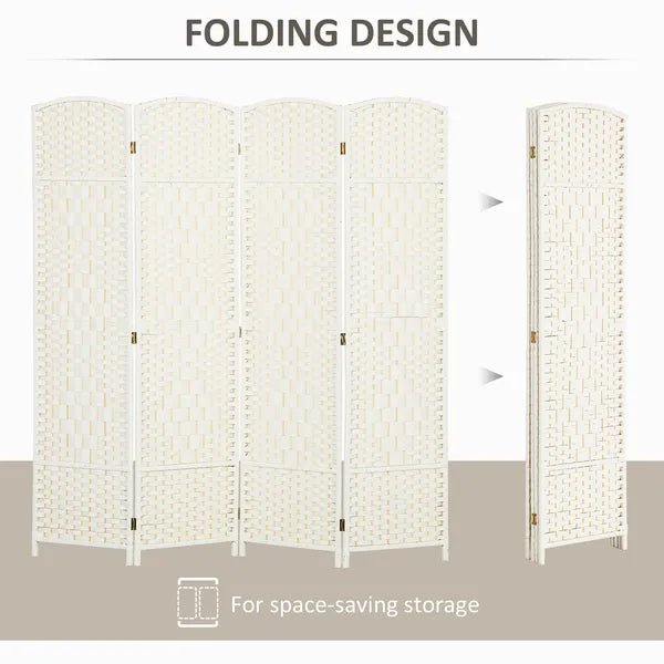 HOMCOM Folding Room Divider Screen 4 Panel 6' Tall Privacy Screen Freestanding Wood Partition for Home Office, White - product image 4