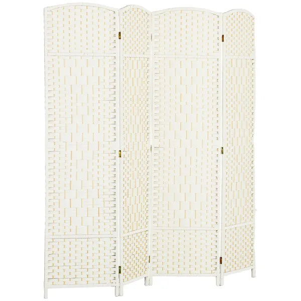HOMCOM Folding Room Divider Screen 4 Panel 6' Tall Privacy Screen Freestanding Wood Partition for Home Office, White - product image 11