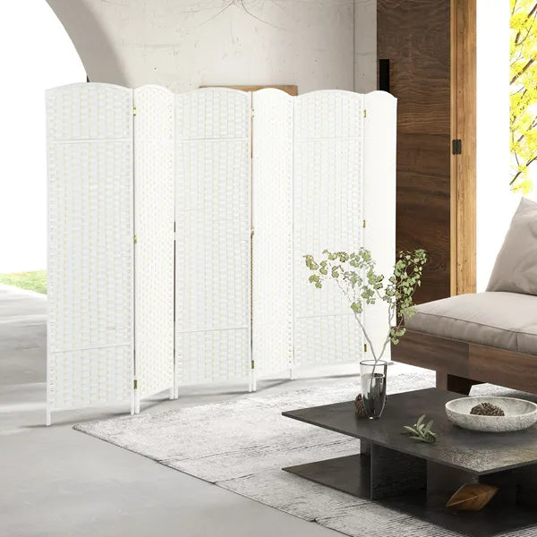 HOMCOM Folding Room Divider Screen 6 Panel 5.6 ' Tall Privacy Screen Freestanding Room Partition for Home Office, White - product image 2