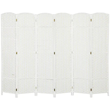 HOMCOM Folding Room Divider Screen 6 Panel 5.6 ' Tall Privacy Screen Freestanding Room Partition for Home Office, White - product image 1