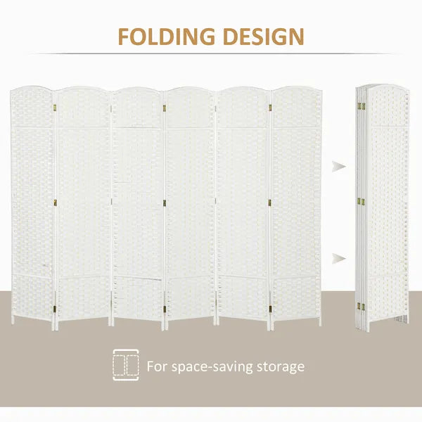 HOMCOM Folding Room Divider Screen 6 Panel 5.6 ' Tall Privacy Screen Freestanding Room Partition for Home Office, White - product image 5