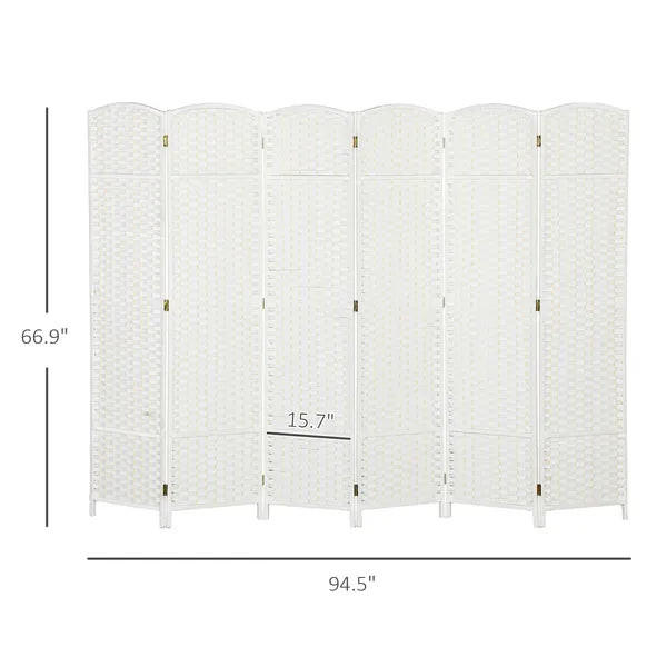 HOMCOM Folding Room Divider Screen 6 Panel 5.6 ' Tall Privacy Screen Freestanding Room Partition for Home Office, White - product image 3