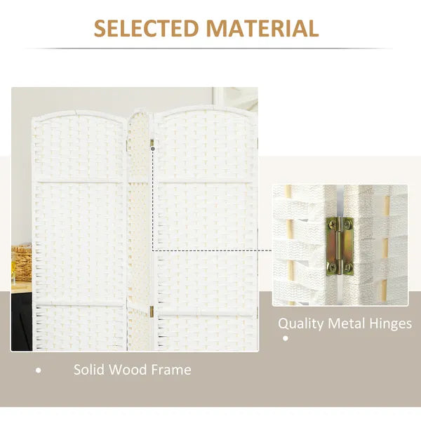 HOMCOM Folding Room Divider Screen 6 Panel 5.6 ' Tall Privacy Screen Freestanding Room Partition for Home Office, White - product image 6