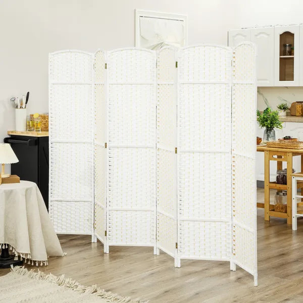 HOMCOM Folding Room Divider Screen 6 Panel 5.6 ' Tall Privacy Screen Freestanding Room Partition for Home Office, White - product image 10