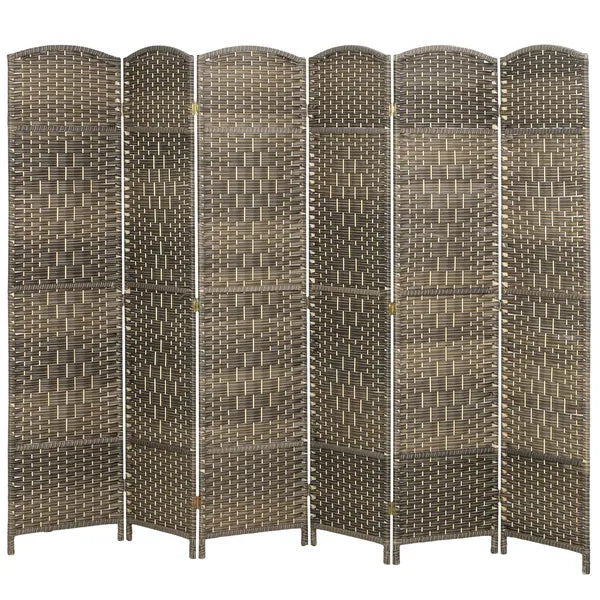 HOMCOM Folding Room Divider Screen 6 Panel 6' Tall Privacy Screen Freestanding Wood Partition for Home Office, Dark Rustic Oak - product image 1