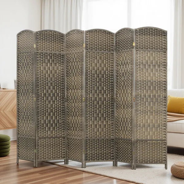 HOMCOM Folding Room Divider Screen 6 Panel 6' Tall Privacy Screen Freestanding Wood Partition for Home Office, Dark Rustic Oak - product image 10