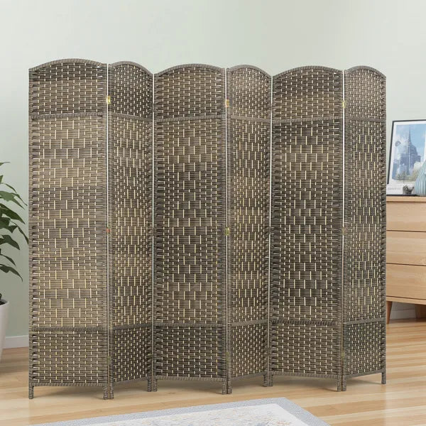 HOMCOM Folding Room Divider Screen 6 Panel 6' Tall Privacy Screen Freestanding Wood Partition for Home Office, Dark Rustic Oak - product image 2