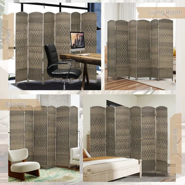 HOMCOM Folding Room Divider Screen 6 Panel 6' Tall Privacy Screen Freestanding Wood Partition for Home Office, Dark Rustic Oak - product image 7
