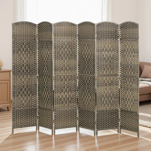 HOMCOM Folding Room Divider Screen 6 Panel 6' Tall Privacy Screen Freestanding Wood Partition for Home Office, Dark Rustic Oak - product image 9