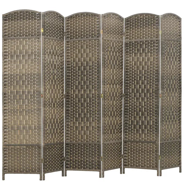 HOMCOM Folding Room Divider Screen 6 Panel 6' Tall Privacy Screen Freestanding Wood Partition for Home Office, Dark Rustic Oak - product image 11