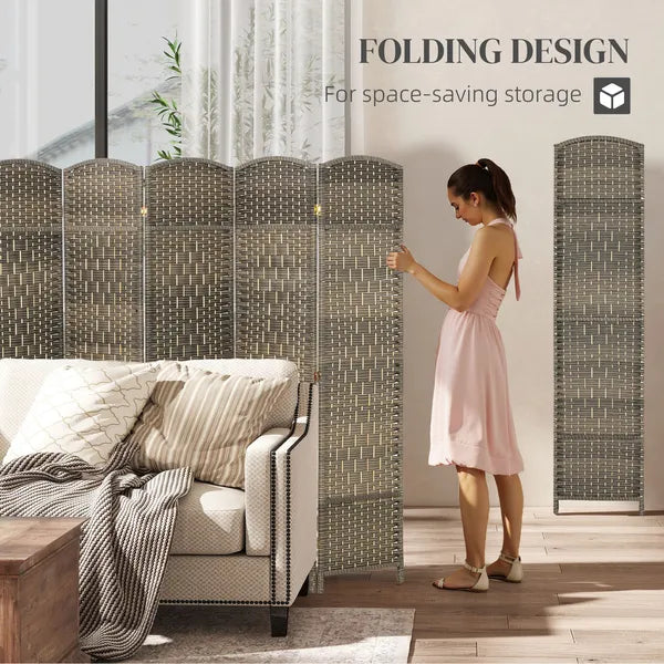 HOMCOM Folding Room Divider Screen 6 Panel 6' Tall Privacy Screen Freestanding Wood Partition for Home Office, Dark Rustic Oak - product image 4