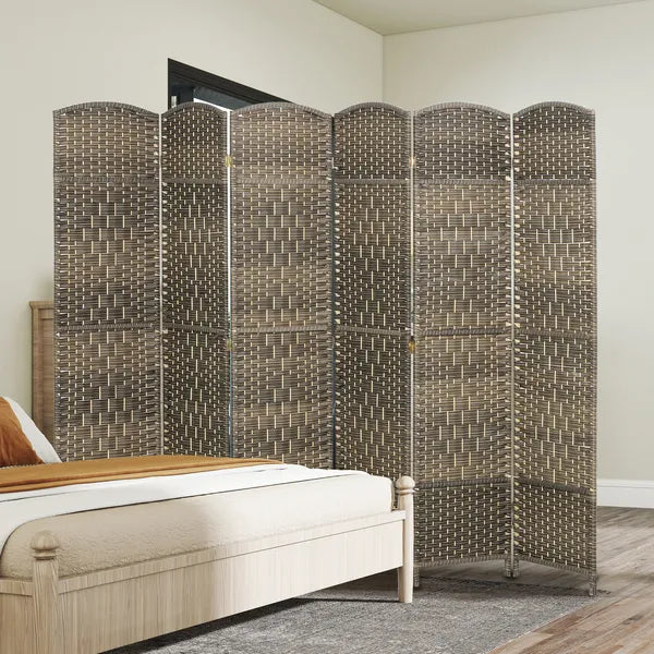 HOMCOM Folding Room Divider Screen 6 Panel 6' Tall Privacy Screen Freestanding Wood Partition for Home Office, Dark Rustic Oak - product image 8