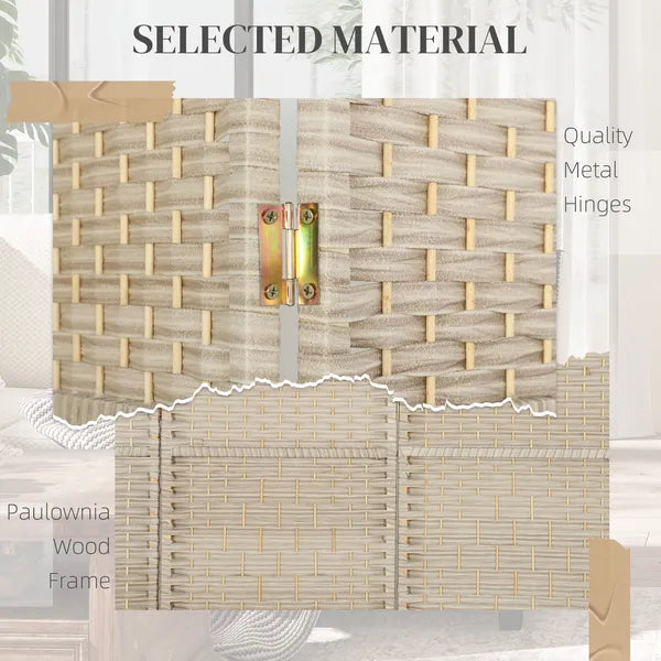 Folding Room Divider Screen 6 Panel 6' Tall Privacy Screen Freestanding Wood Partition for Home Office, Washed Oak - product image 6