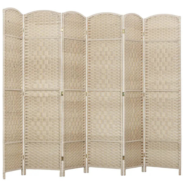 Folding Room Divider Screen 6 Panel 6' Tall Privacy Screen Freestanding Wood Partition for Home Office, Washed Oak - product image 11