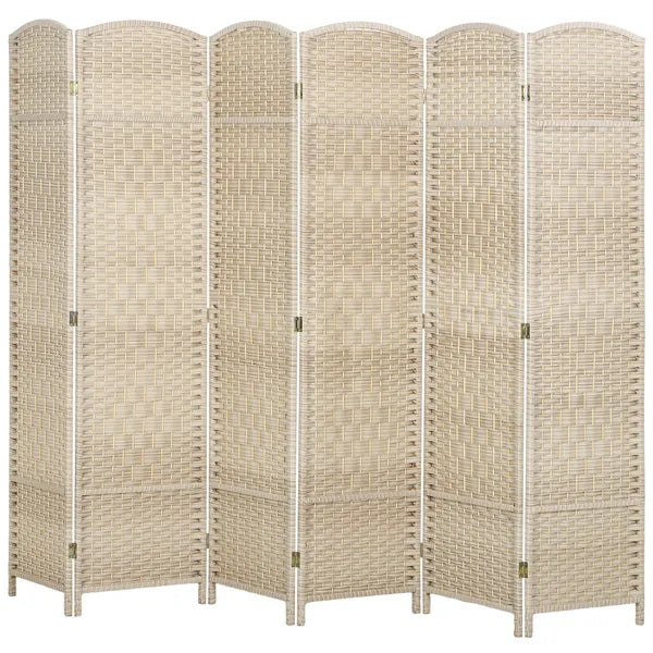 Folding Room Divider Screen 6 Panel 6' Tall Privacy Screen Freestanding Wood Partition for Home Office, Washed Oak - product image 1