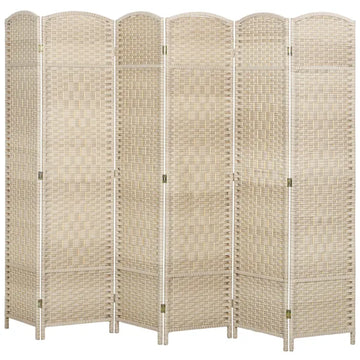 Folding Room Divider Screen 6 Panel 6' Tall Privacy Screen Freestanding Wood Partition for Home Office, Washed Oak - product image 1