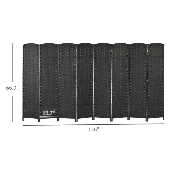 HOMCOM Folding Room Divider Screen 8 Panel 5.6 Ft Tall Privacy Screen Freestanding Room Partition for Home Office Black - product image 3