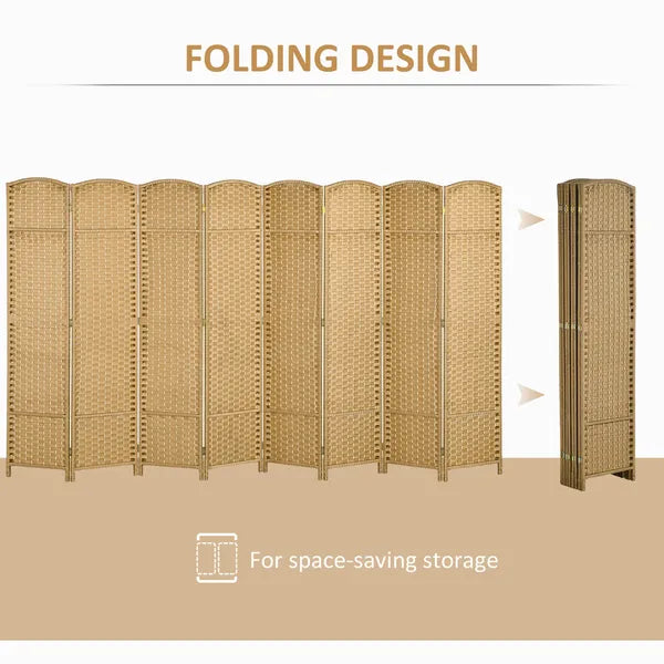 HOMCOM Folding Room Divider Screen 8 Panel 5.6 ft Tall Privacy Screen Freestanding Room Partition for Home Office, Nature Wood - product image 5