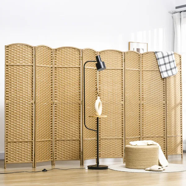 HOMCOM Folding Room Divider Screen 8 Panel 5.6 ft Tall Privacy Screen Freestanding Room Partition for Home Office, Nature Wood - product image 2