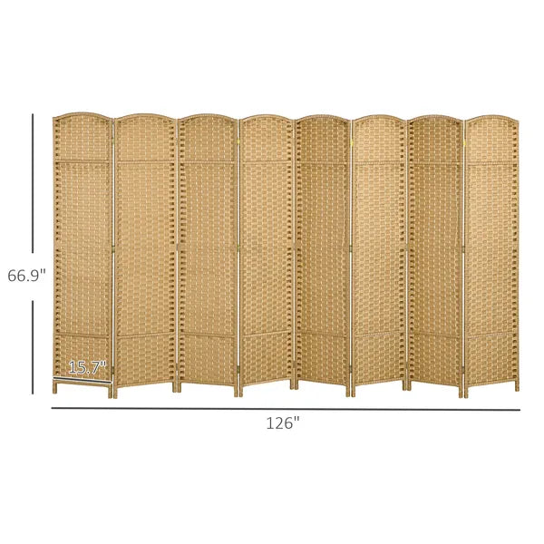 HOMCOM Folding Room Divider Screen 8 Panel 5.6 ft Tall Privacy Screen Freestanding Room Partition for Home Office, Nature Wood - product image 3