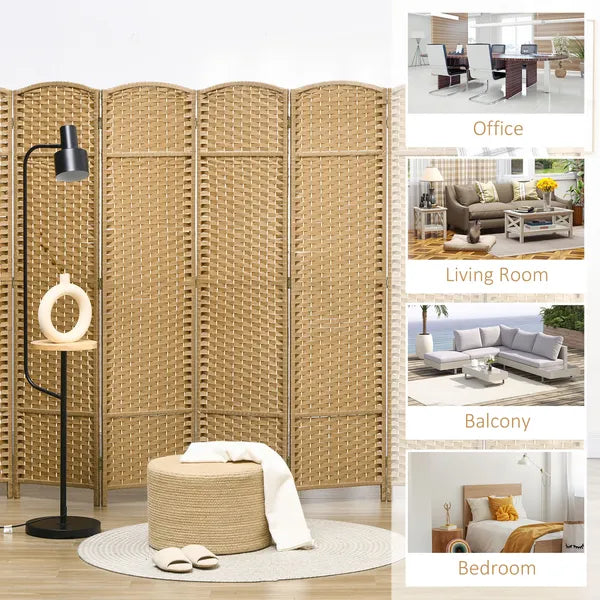 HOMCOM Folding Room Divider Screen 8 Panel 5.6 ft Tall Privacy Screen Freestanding Room Partition for Home Office, Nature Wood - product image 7