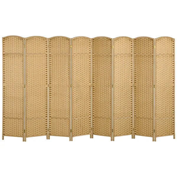 HOMCOM Folding Room Divider Screen 8 Panel 5.6 ft Tall Privacy Screen Freestanding Room Partition for Home Office, Nature Wood - product image 1