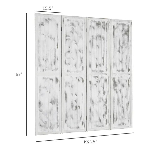 Folding Screen Divider 55 Rustic White Room Partition for Bedroom Office Privacy - product image 3