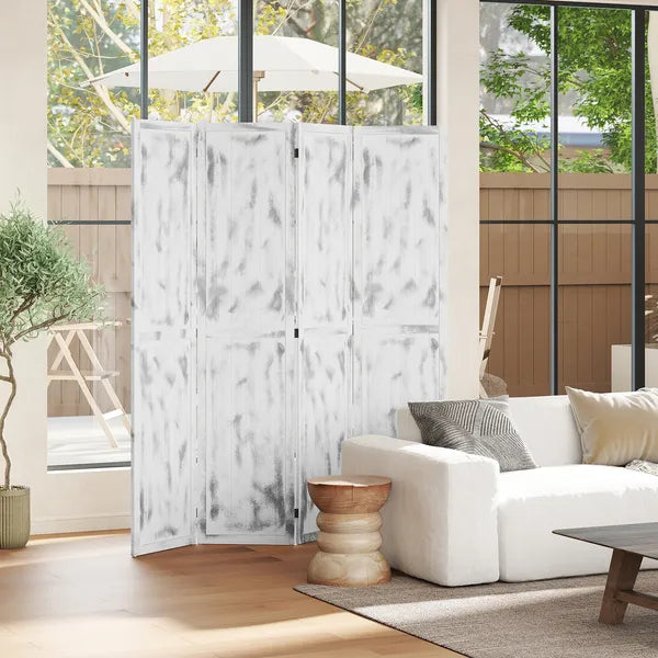 Folding Screen Divider 55 Rustic White Room Partition for Bedroom Office Privacy - product image 2