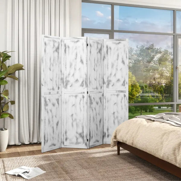 Folding Screen Divider 55 Rustic White Room Partition for Bedroom Office Privacy - product image 10