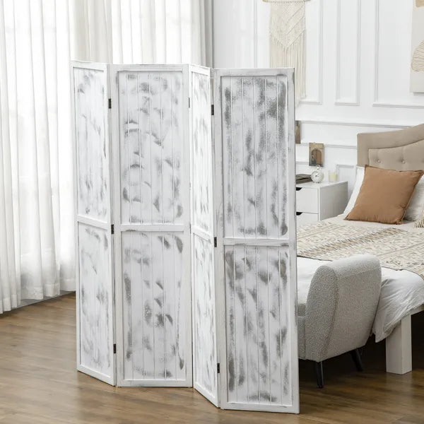 Folding Screen Divider 55 Rustic White Room Partition for Bedroom Office Privacy - product image 8