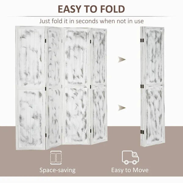 Folding Screen Divider 55 Rustic White Room Partition for Bedroom Office Privacy - product image 4