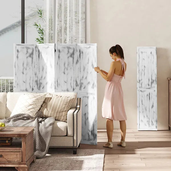 Folding Screen Divider 55 Rustic White Room Partition for Bedroom Office Privacy - product image 7