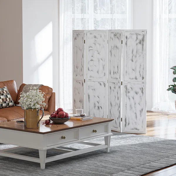 Folding Screen Divider 55 Rustic White Room Partition for Bedroom Office Privacy - product image 9