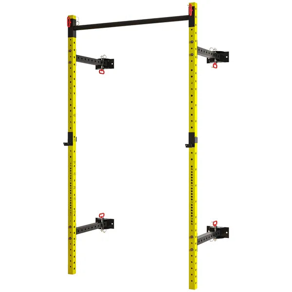 Folding Squat Rack with Pull Up Bar, Wall Mounted and Adjustable, 1000 Pounds Capacity Power Rack, Yellow - product image 1