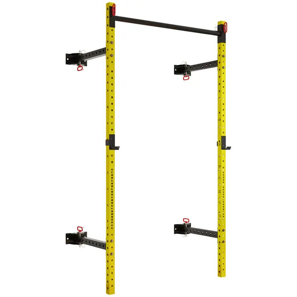 Folding Squat Rack with Pull Up Bar, Wall Mounted and Adjustable, 1000 Pounds Capacity Power Rack, Yellow - product image 11
