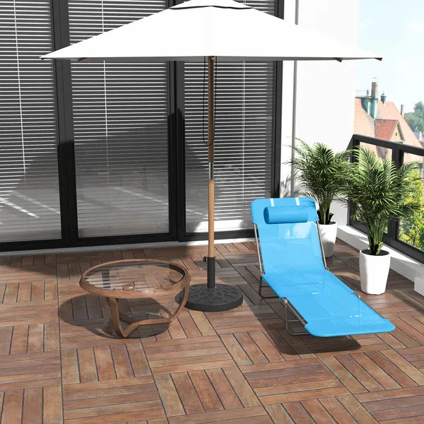 Outsunny Folding Sun Chair, Portable Outdoor Chair with Adjustable Back, Breathable Mesh and Pillow, for Patio, Beach, Blue - product image 10
