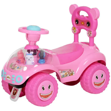 Foot to Floor Toddler Push Car w/ Horn, Light, Music, Anti-Over-Backwards Device and Underseat Storage, Pink - product image 1