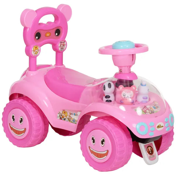 Foot to Floor Toddler Push Car w/ Horn, Light, Music, Anti-Over-Backwards Device and Underseat Storage, Pink - product image 11