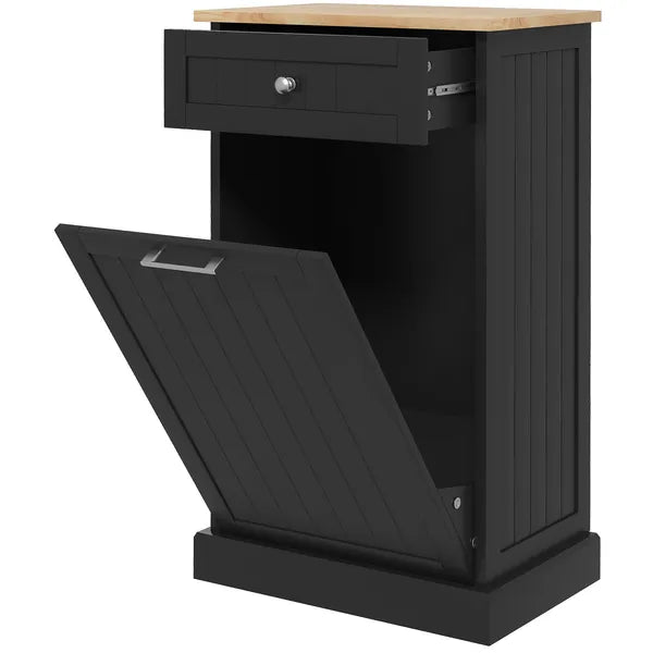 HOMCOM Free Standing Kitchen Trash Bin Cabinet, Black, Trash Can Holder with Drawer - product image 11