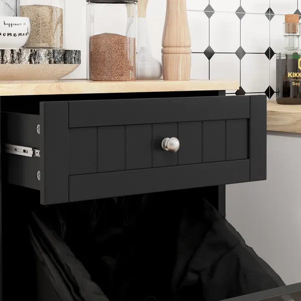 HOMCOM Free Standing Kitchen Trash Bin Cabinet, Black, Trash Can Holder with Drawer - product image 8