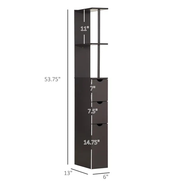 Freestanding 2-Tier Bathroom Cabinet, Compact Linen Solution with Shelves and Drawers, Brown - product image 3