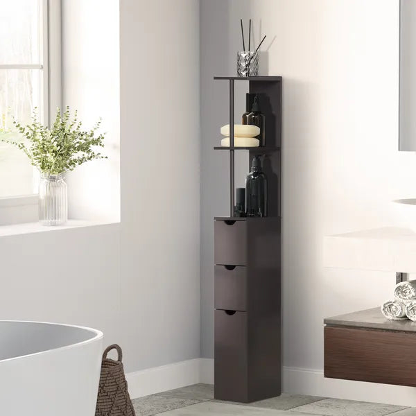 Freestanding 2-Tier Bathroom Cabinet, Compact Linen Solution with Shelves and Drawers, Brown - product image 2