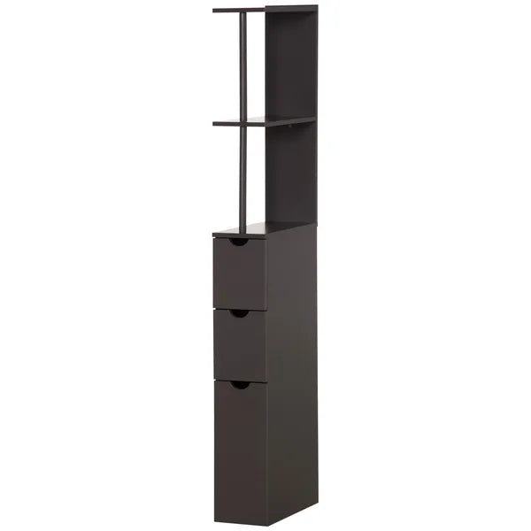 Freestanding 2-Tier Bathroom Cabinet, Compact Linen Solution with Shelves and Drawers, Brown - product image 11