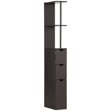 Freestanding 2-Tier Bathroom Cabinet, Compact Linen Solution with Shelves and Drawers, Brown - product image 1