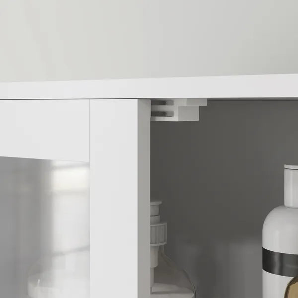 Freestanding Bathroom Cabinet with Glass/Louvred Doors, Tall Bathroom Storage Cabinet with Adjustable Shelf, White - product image 9