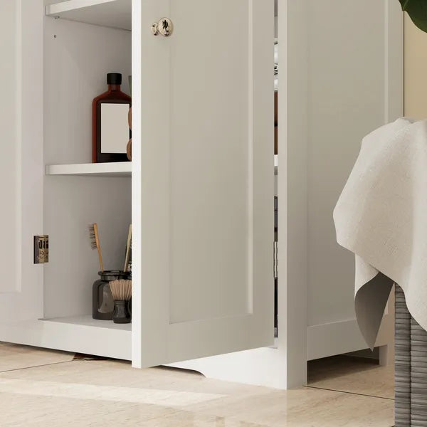 Freestanding Bathroom Floor Cabinet, Modern Bathroom Cabinet with Adjustable Shelf, 4 Drawers and 2 Doors, White - product image 9