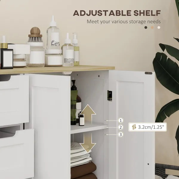Freestanding Bathroom Floor Cabinet, Modern Bathroom Cabinet with Adjustable Shelf, 4 Drawers and 2 Doors, White - product image 5