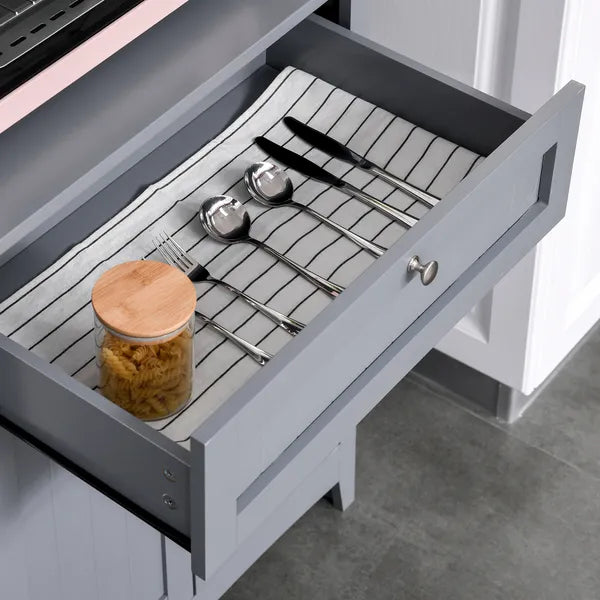 HOMCOM Freestanding Kitchen Buffet with Hutch, Cupboard with Doors, Shelves, Drawer, Microwave Space, Gray - product image 9
