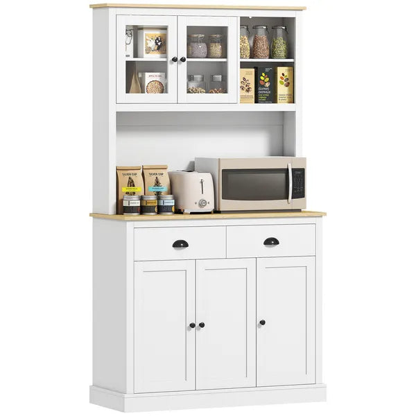 Freestanding Kitchen Cabinet, 71" Tall Pantry Cabinet, Modern Hutch with Wide Countertop, Adjustable Shelves, White - product image 11